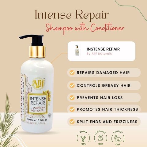 Title: Natural Intensive Repair Shampoo: Repairs the hair
Damaged and controls oily hair and prevents hair loss
split ends and frizz