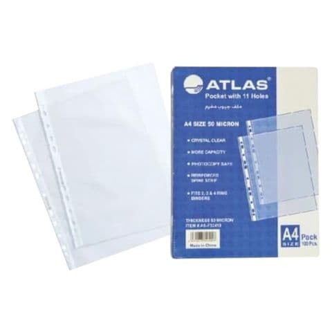 100 Pieces Atlas Pocket Pack With 11 A4 Slots