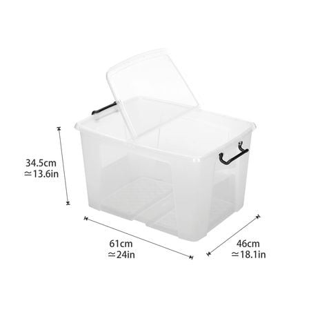 Strata, Made in UK, 65 Liter Smart Box with Folding Lid, L61xW46xH34.5 cm-STR-XW686-CLR/CLR-ST