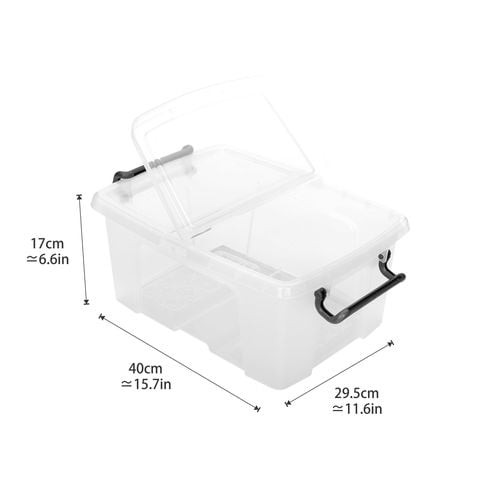 Strata, Made in UK, 12 Liter Smart Bin with Folding Lid, L40xW29.5xH17cm-STR-XW671-CLR/CLR-ST