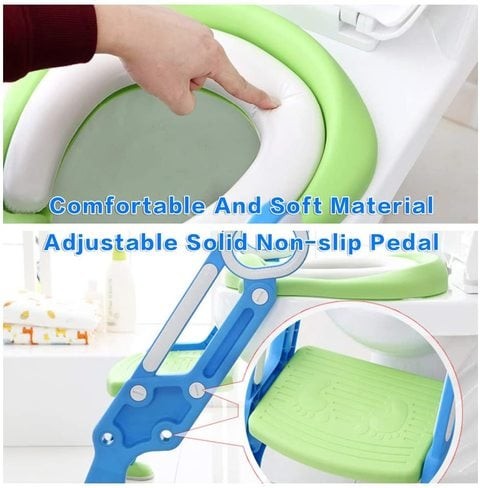 No Sense Baby Toilet Seat, Baby Training Seat with Ladder with Protection Handle for Boys and Girls