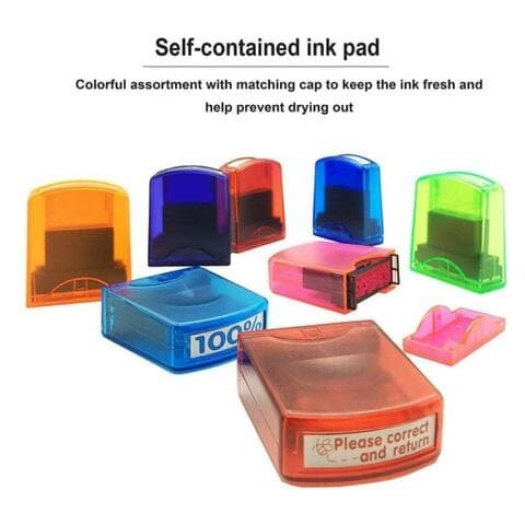 ALISSA 8Pcs Self Inking Colorful Rubber Stamp Set