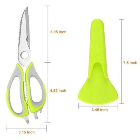 ALISSA Multifunctional Multipurpose Stainless Steel Kitchen Scissors, Heavy Duty Culinary Scissors, 8 in 1 Household Scissors with Magnetic Holder for Chicken, Fish, Seafood, BBQ