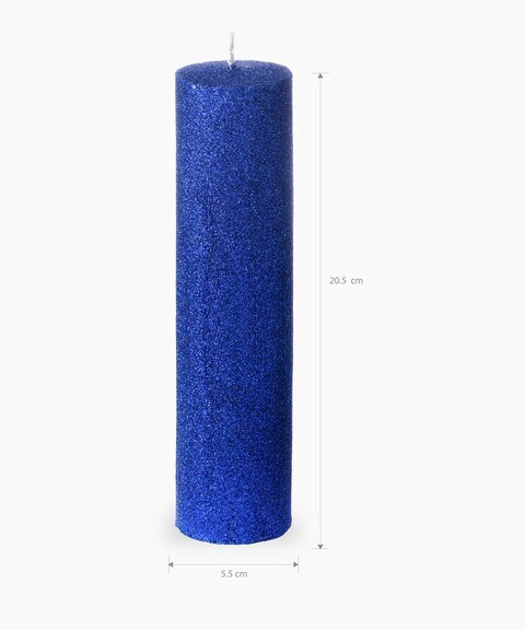 Blue Glitter pillar candle