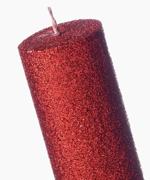 Red Glitter pillar candle