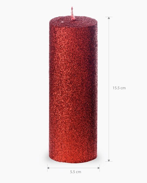 Red Glitter pillar candle