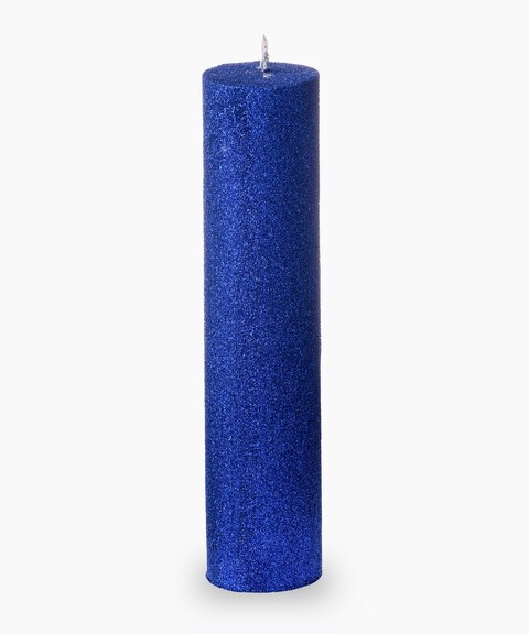 Blue Glitter pillar candle