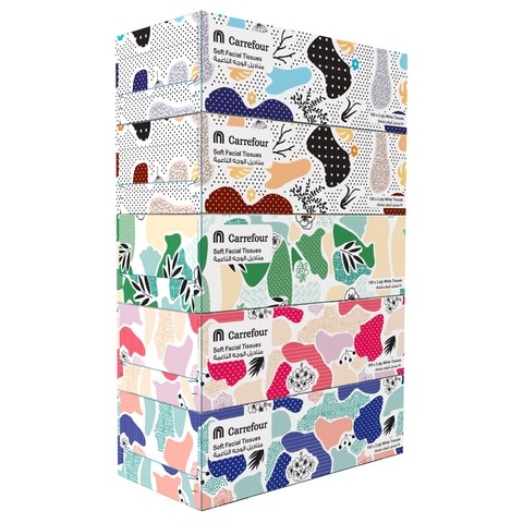  Assorted Economic Soft Facial Tissues 150 Sheets x Pack of 5