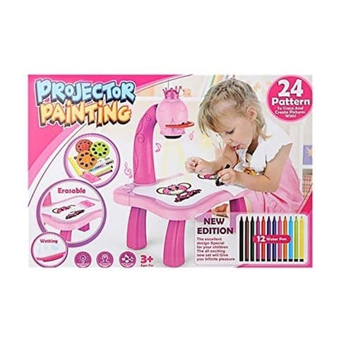 AMERTER DRAWING TOY DRAWING DESK 12 PENS 24 PINK PATTERN