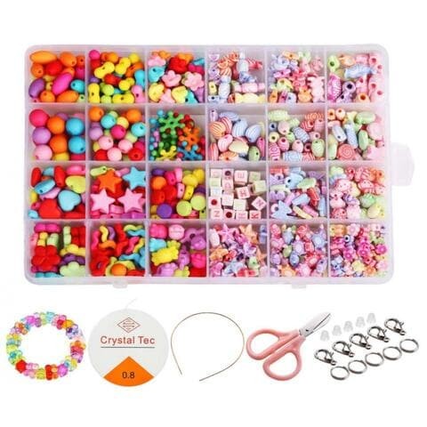 ALISSA 680Pcs DIY Beads Set, Kids Colorful Acrylic Handmade Craft Beads for DIY Necklaces Bracelet