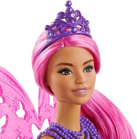 Barbie Dreamtopia Fairy Doll, 12 Inch, Pink and Blue Gem Print, Hair and Wings, Gift for 3-7 Years Kids