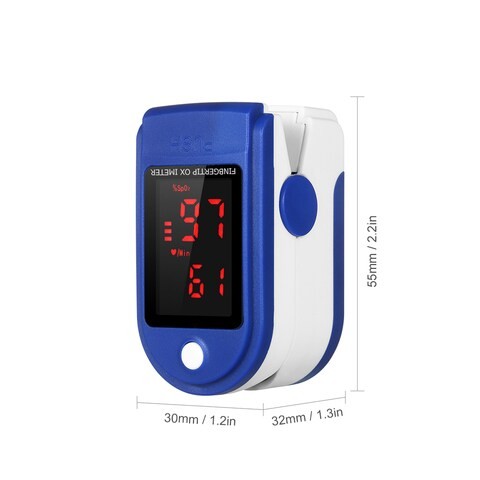 Fingertip LED SpO2 Pulse Oximeter with Cord - Blue