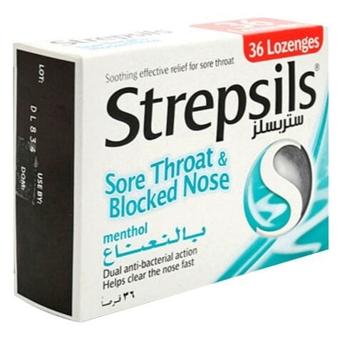 Strepsils Menthol Sore Throat & Stuffy Nose 36 Tablets