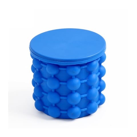 ALISSA-Ultimate Ice Cube Maker Silicone Bucket with Lid Makes Small Size Nugget Ice Chips for Soft Drinks, Blue.