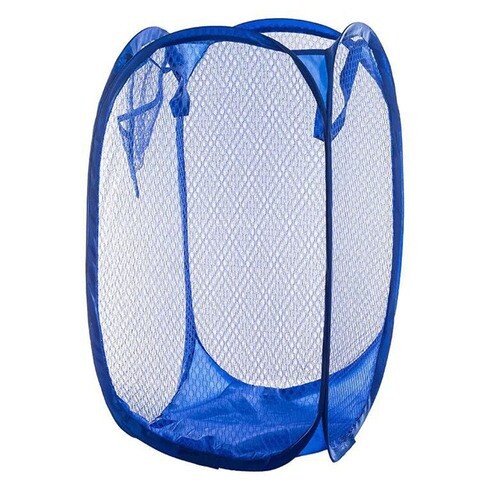 4-Piece Foldable Mesh Clothes Washing Laundry Basket Blue 36*36*58