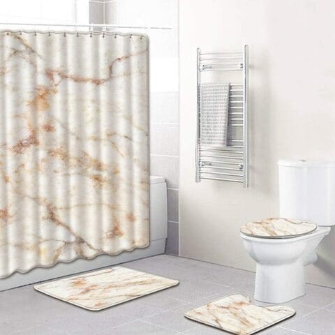 Aiwanto 4 Pcs Bathroom Curatin Shower Curtain with Toilet Cover Bathroom Mat Shower Mat Bathroom Shower Curtain Set