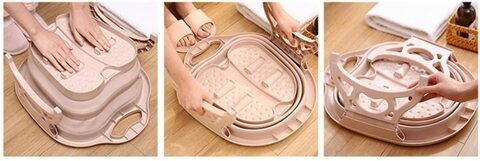 Aiwanto Pink Foot Soak Tub and Foot Massage Basket Bathroom Basket Bucket for Foot Pedicure Massage Foot Bath Basin