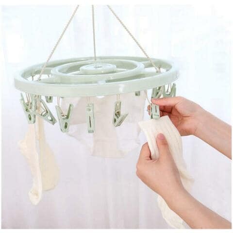 Elissa clothes hanger with 24 strong clips - green color