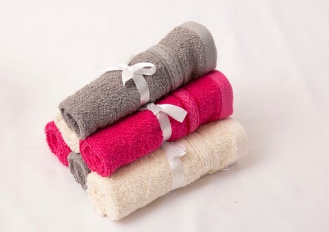 Glofresh Anti Microbial 100% Cotton Face Towels 6pcs Set - Size 30 x 30 cm - Multi Colors