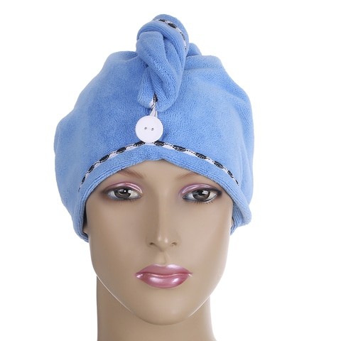 Hotovilla Quick Drying Microfiber Hair Drying Towel - 2 Pieces - Turban Bath Towel with Button for All Hair Types and Lengths