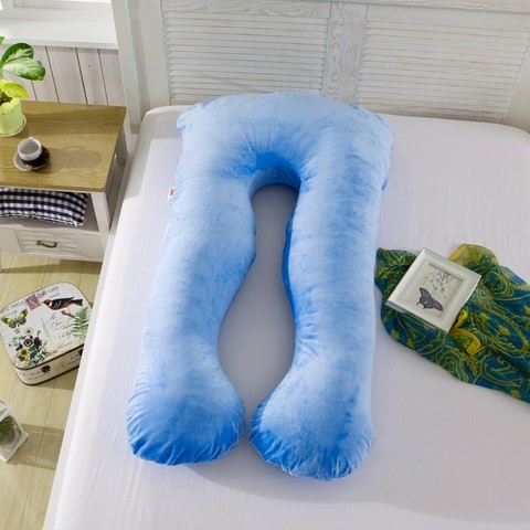 Cotton Pregnancy Pillow by Dorse, 2.5 kg, Blue - 145 x 80 x 25 cm