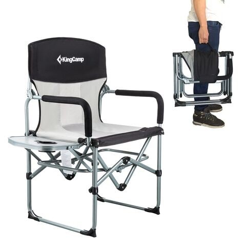 King camp-Portable Folding Director Camping Chair With Side Table