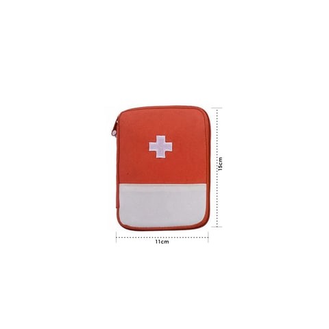 1PC.- First Aid Kit Mini Survival Emergency Bag Multi-Layer Pouch Outdoor Sport Travel Medical Storage Holder, Small-Red.