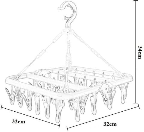 مشبك تجفيف من القماش من Aiwanto مع 32 مشابك قابلة للطي من البلاستيك لتجفيف الغسيل وتجفيف الملابس الداخلية (وردي)
