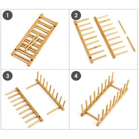 ALISSA Multipurpose Detachable Bamboo Drain Tray Drying Rack Storage Holder Stand for Home Kitchen Cabinets