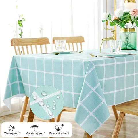 Aiwanto Table Cover Table Cloth Waterproof Stain-ResistantTable Cloth,Wipe Clean Table Cover for Dining Table, Buffet Parties and Camping(Blue, 140 * 220cm)