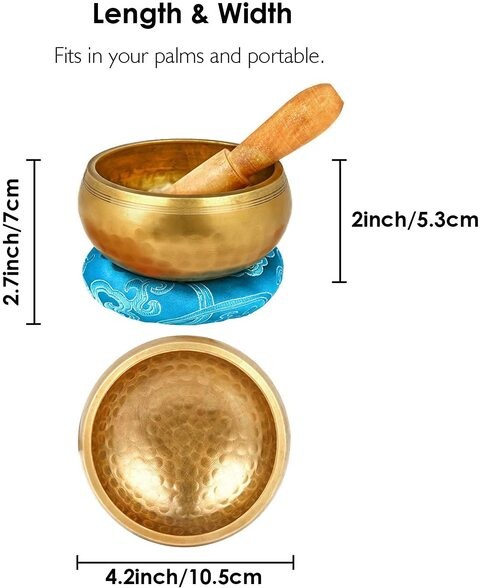 Aiwanto Meditation Bowl Singing Meditation Bowl Hand Hammered Tibetan Meditation Singing Bowl Yoga Meditation Beautiful Singing Bowl(Cushion Random Color)