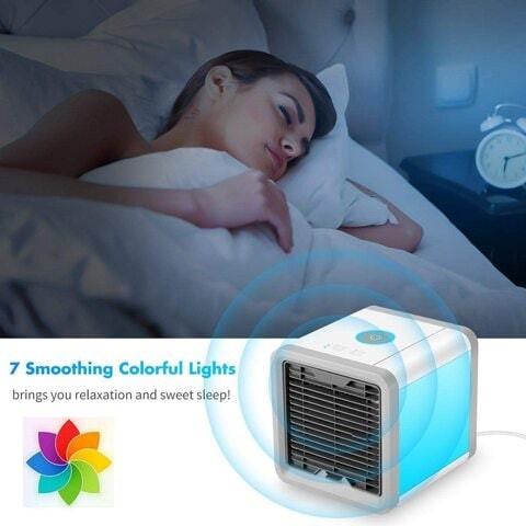 Aiwanto 3 in 1 Mini Air Cooler Air Cooler Humidifier Portable Fan مكيف الهواء مع 7 أضواء ملونة