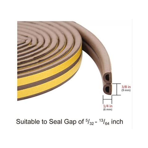 Door Seal Strip Weather Stripping for Doors EPDM Sealing Sticker Sealer Strip Adhesive Insect Proof Gap Sealing, Brown.