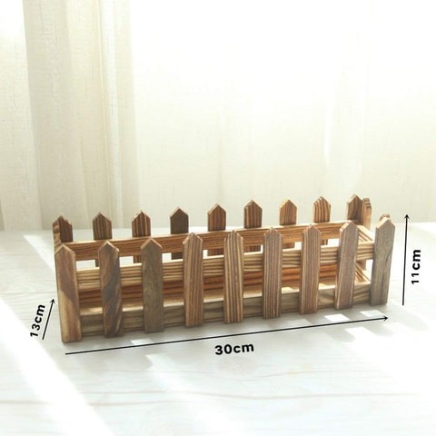 Linjoy Natural Wooden Fence - 30 x 13 x 11 cm for Artificial Flowers & Plants, Home & Garden Decoration