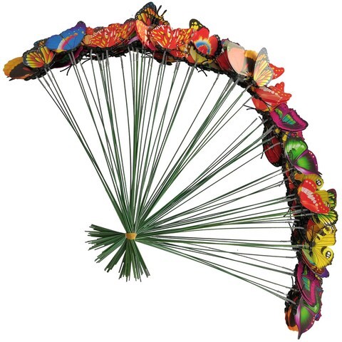 LINGWEI 35-Pieces Garden Butterflies Stakes Waterproof Artificial Butterfly Stakes Plant Stakes Stems Decorations Butterfly Garden Ornament Floral Picks Garden Stakes