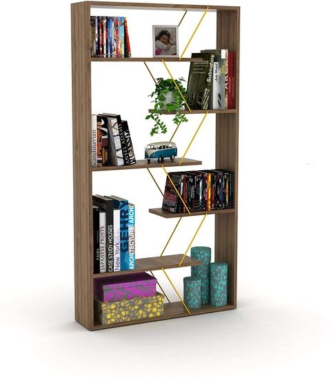 Home Canvas Tars Bookcase - Walnut/Yellow