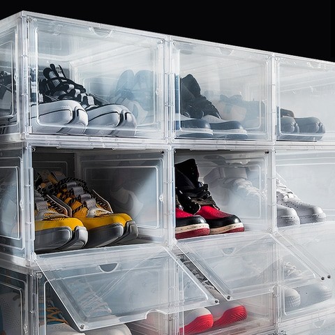 Lash Shoe Storage Box, Stackable High Quality Storage Bins - Shoes Size Up to UK45, Set of 6 Clear Boxes