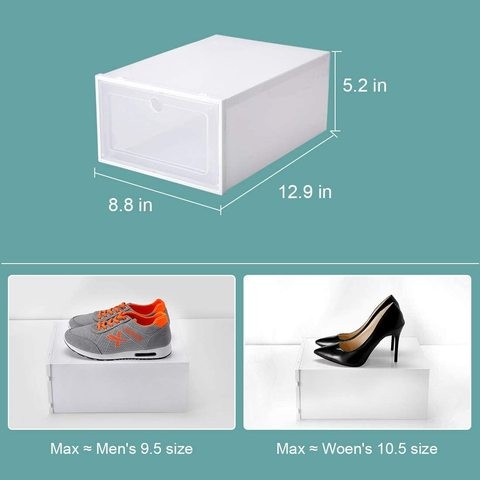 Stackable Plastic Shoe Boxes, Need to Assemble, 33*23*14 cm, 12 Pieces, White