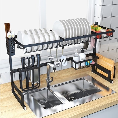 Generic Stainless Steel Dish Rack With Drying Board And Chopsticks Holder For Kitchen Utensils