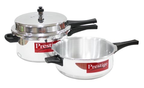 Prestige Popular 7.5 Ltr Aluminum Dp Combi Wos Cooker With Prestige Mid Size Container 12Pc