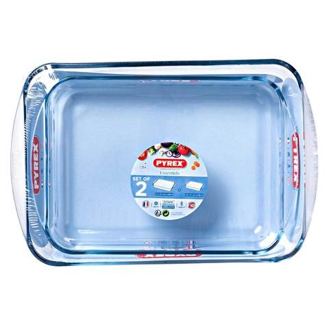 Pyrex Rectangle Set of 2 35 x 23 cm + 39 x 24 cm