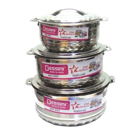 Dessini National Stainless Steel Cookware Set 3 Pieces Size 1 L + 1.5 L + 2.5 L