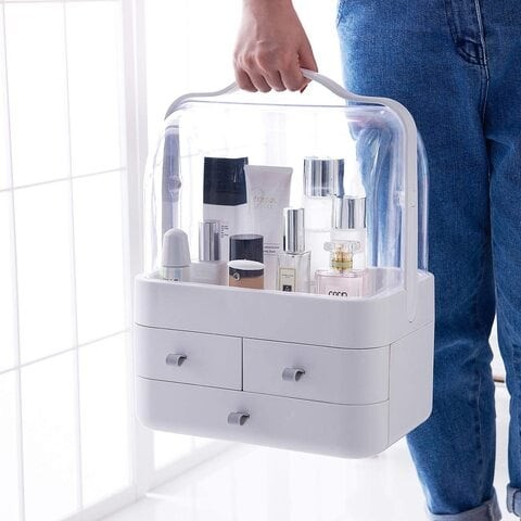 Aiwanto Large Makeup Storage Box Cosmetic Item Storage Box Bathroom Portable Storage Container for Makeup Items Dust proof Storage Box