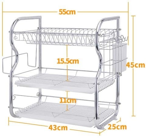 3-tier dish rack silver