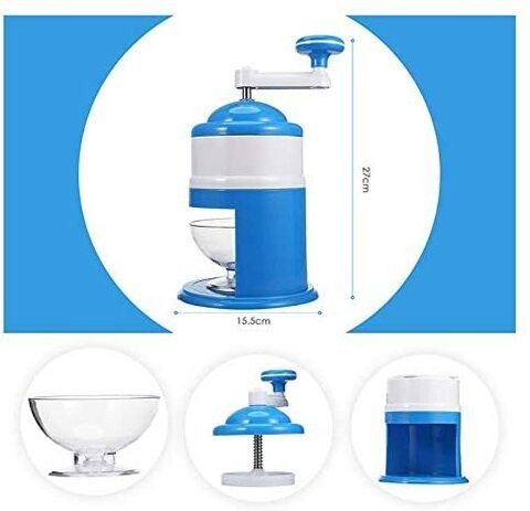 Aiwanto Household Handhold Manual Ice Crusher Ice Machine For Shaved Ice Snow Cones Ice Smash Machine (Blue)