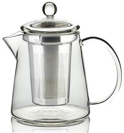 Generic Heat Resistant Glass Teapot 950ml With Conical Stainless Steel Lid And Strainer