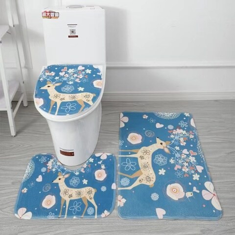 European Pattern Soft Bathroom Bath Mat Floor Rug Carpet With 3pcs Size 45 x70CM (Printed, 45x70CM)