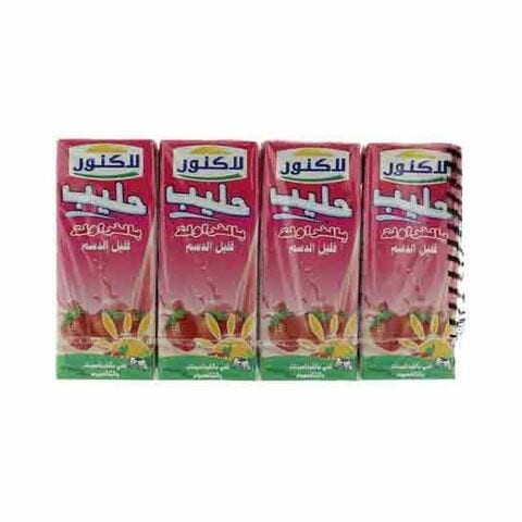 Lacnor Low Fat Milk With Strawberry 180 ml x 8 Bottles