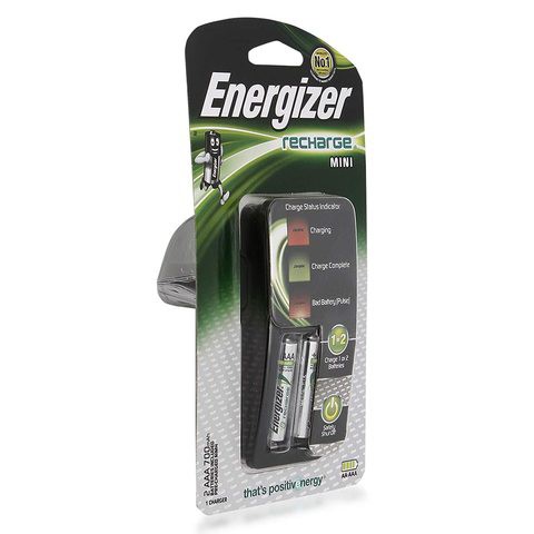 Energizer Accu Recharge Battery Charger Mini With 2AA Batteries