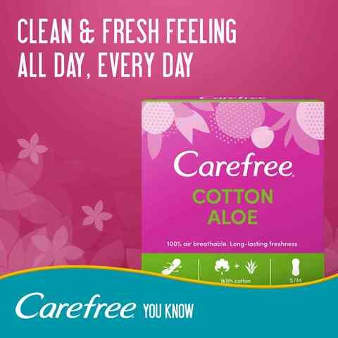 Carefree Daily Sanitary Pads Regular Size With Aloe , Pack Of 56